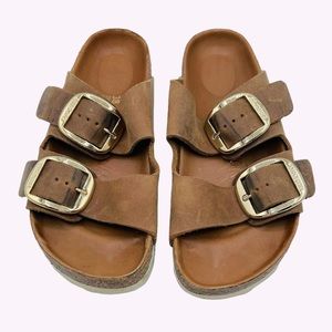 Birkenstock Arizona Sandal Big Buckle Slide Sandal 38 Cognac